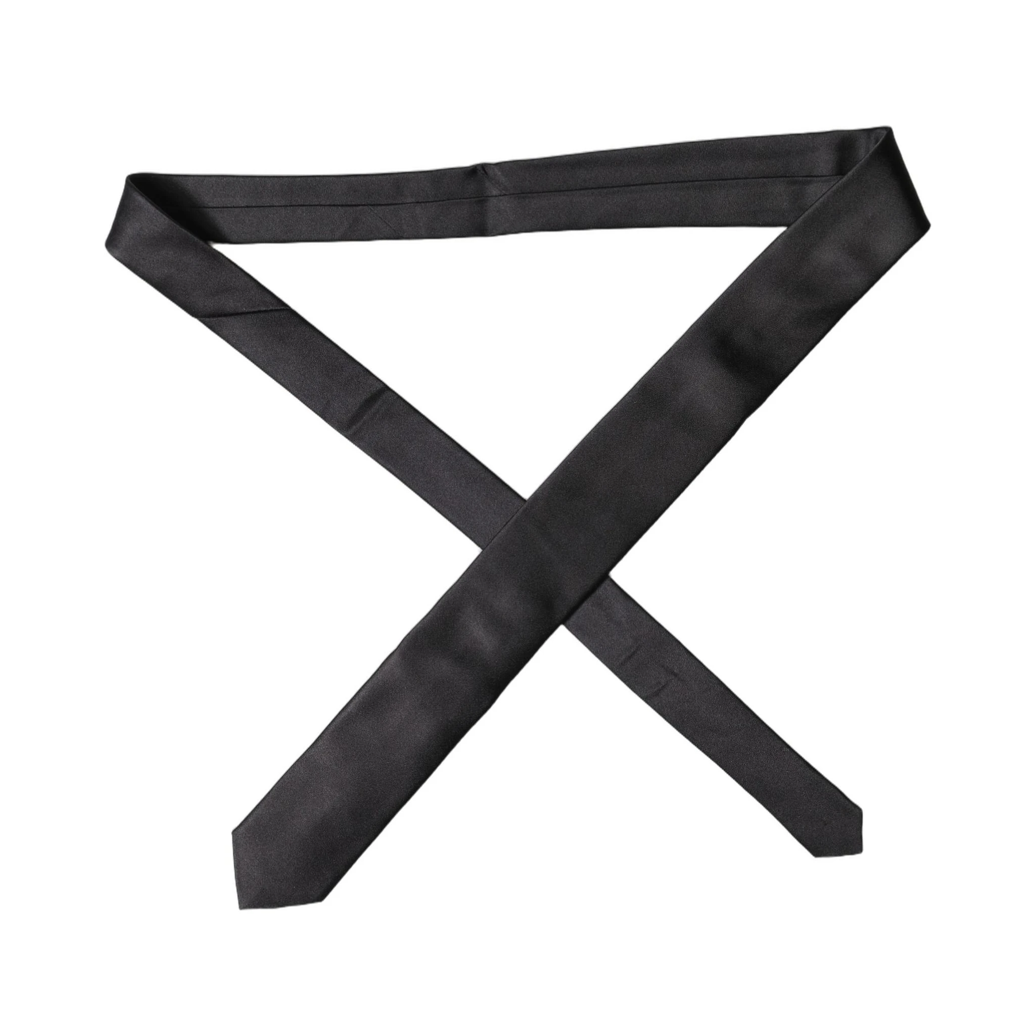 Black Solid Silk Satin Wide Adjustable Men Necktie Tie
