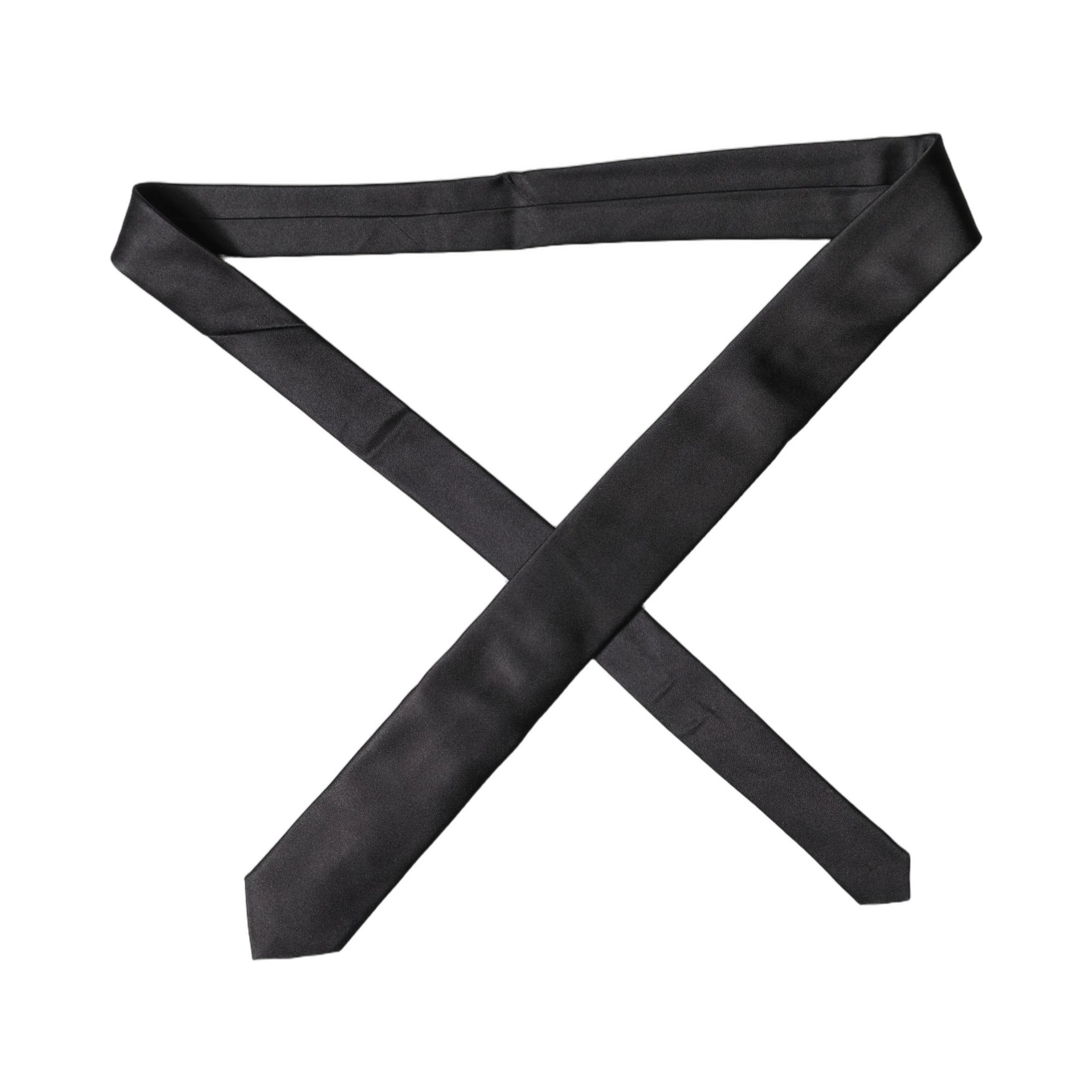 Black Solid Silk Satin Wide Adjustable Men Necktie Tie