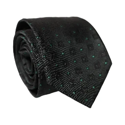 Black Geometric Silk Adjustable Men Tied Necktie Tie