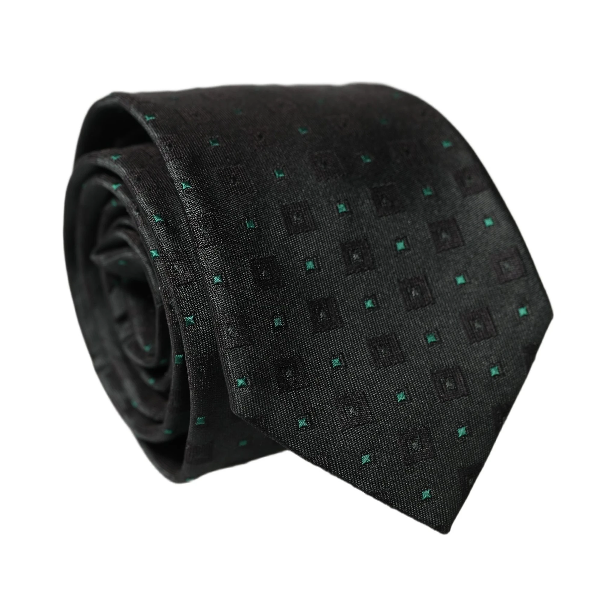 Black Geometric Silk Adjustable Men Tied Necktie Tie