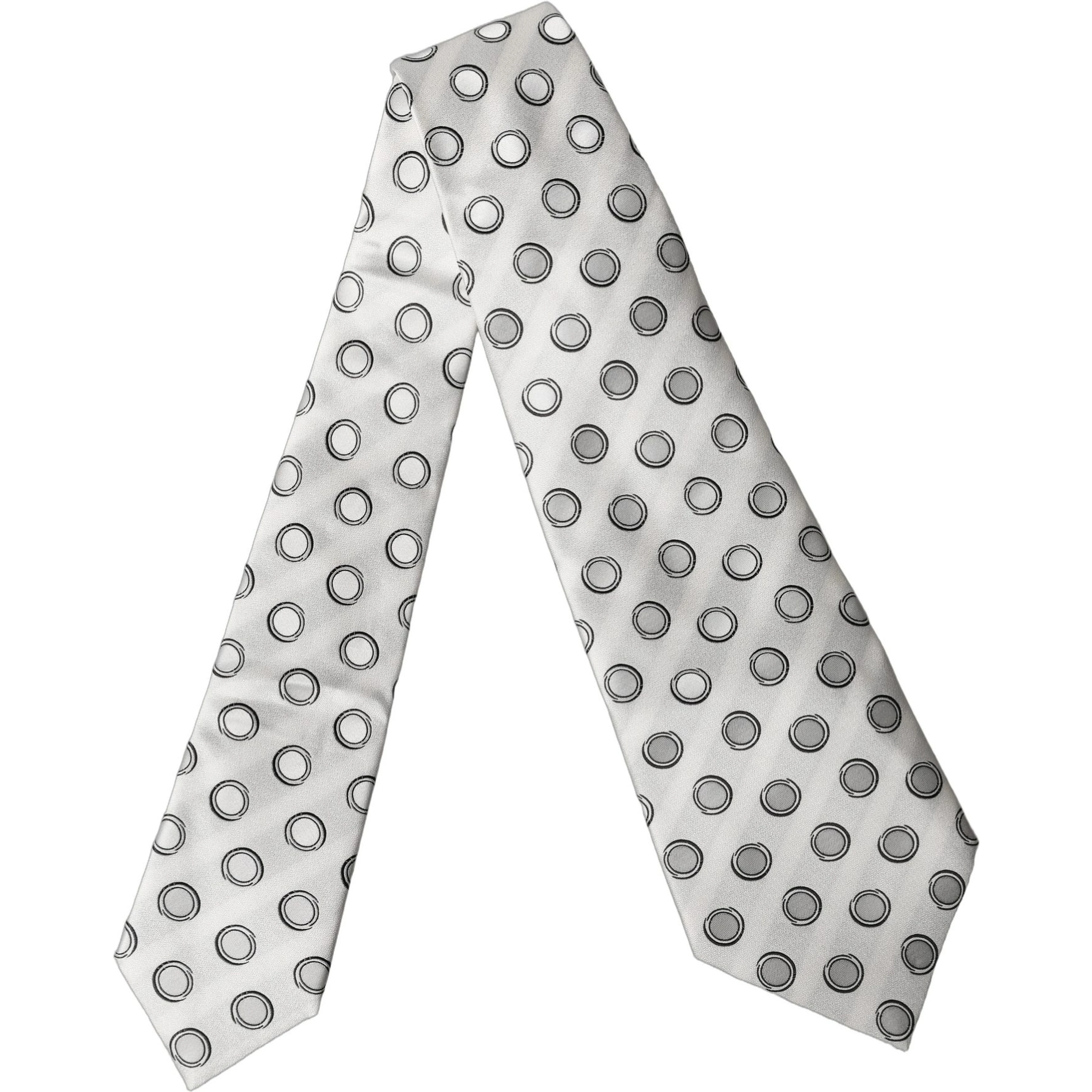 White Gray Polka Dot Silk Adjustable Women Necktie Tie