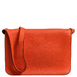 Jackie Soft Flap Shoulder Bag Leather Orange