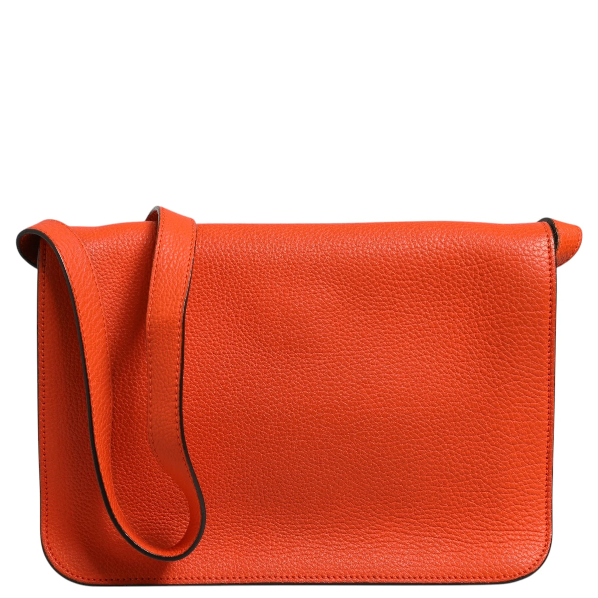 Jackie Soft Flap Shoulder Bag Leather Orange