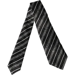 Black White Stripes Silk Adjustable Women Necktie Tie