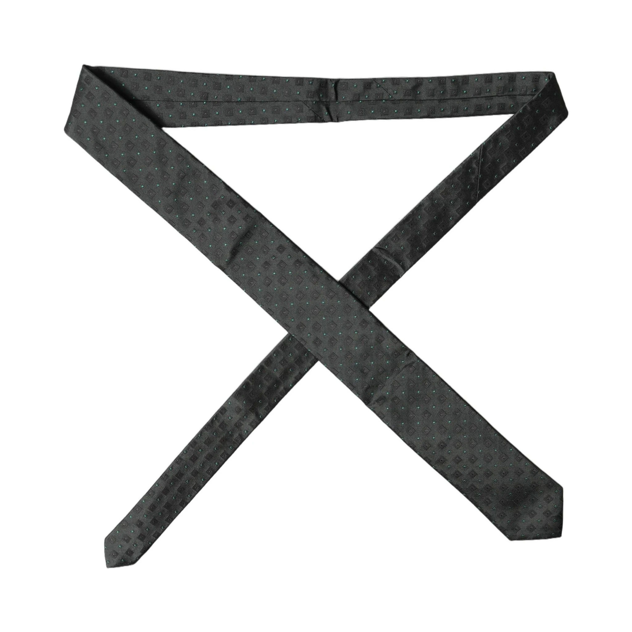 Black Geometric Silk Adjustable Men Tied Necktie Tie