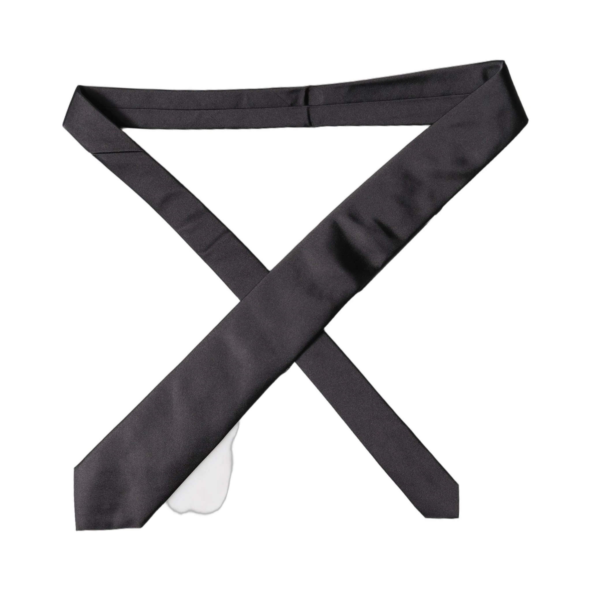 Black Satin 100% Silk Adjustable Women Tied Necktie Tie