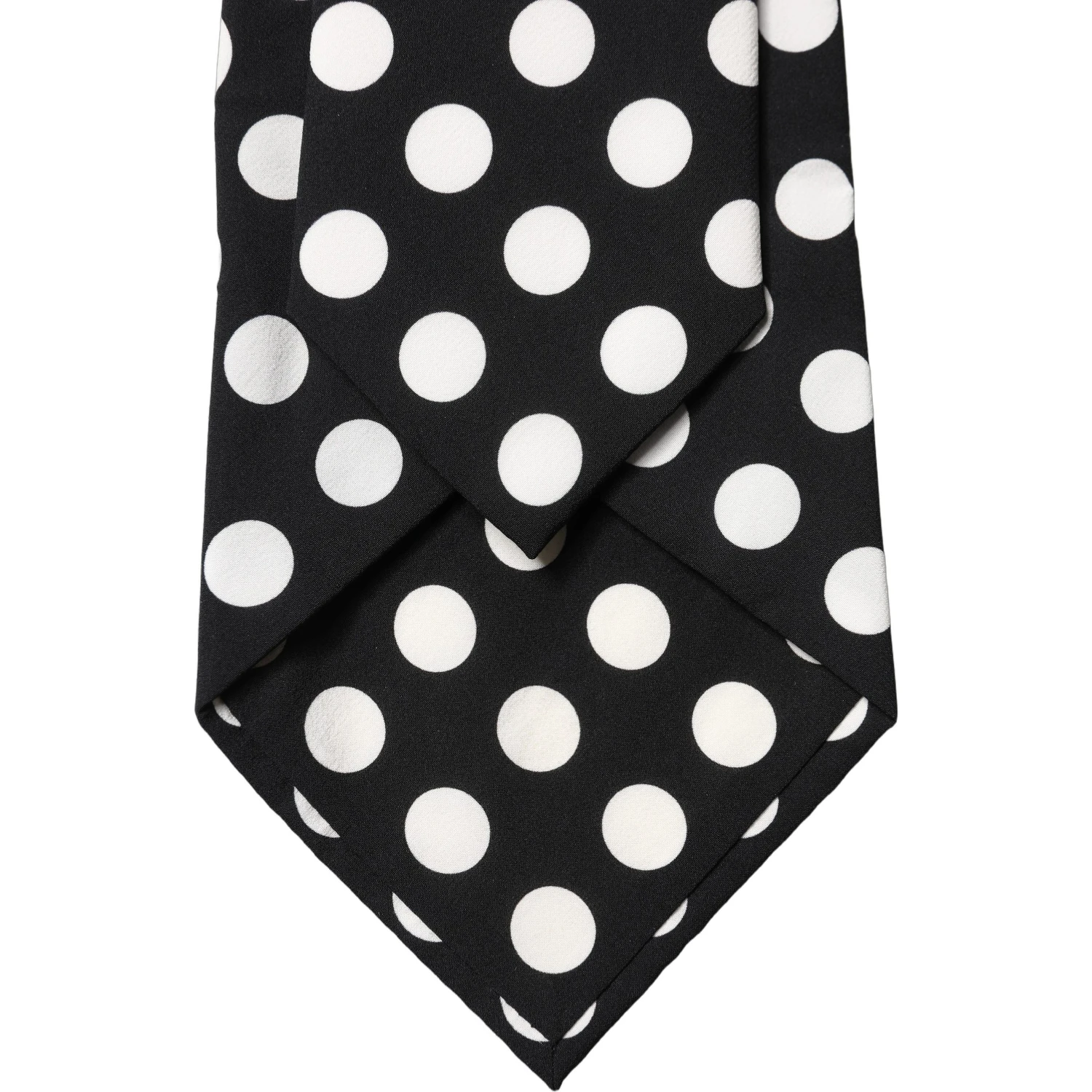 Black White Polka Dot Silk Adjustable Women Necktie Tie