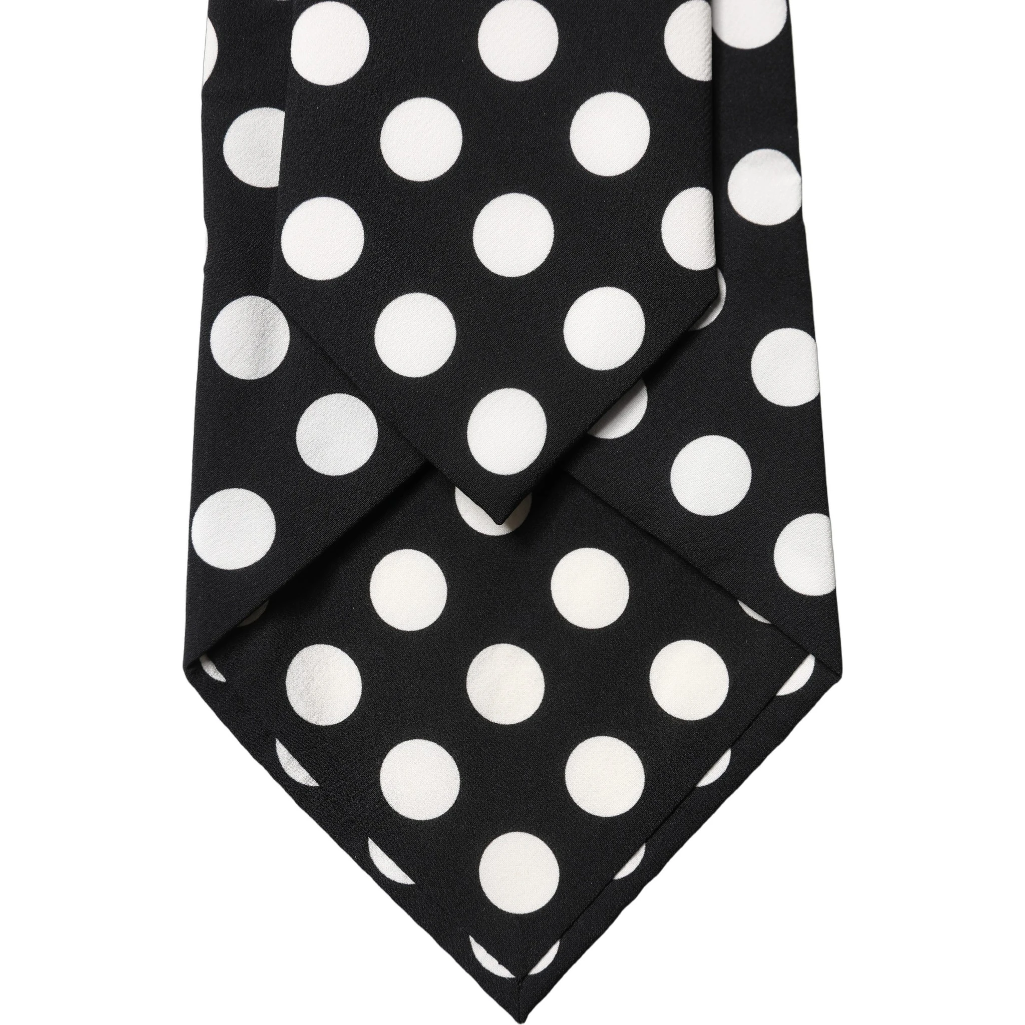Black White Polka Dot Silk Adjustable Women Necktie Tie
