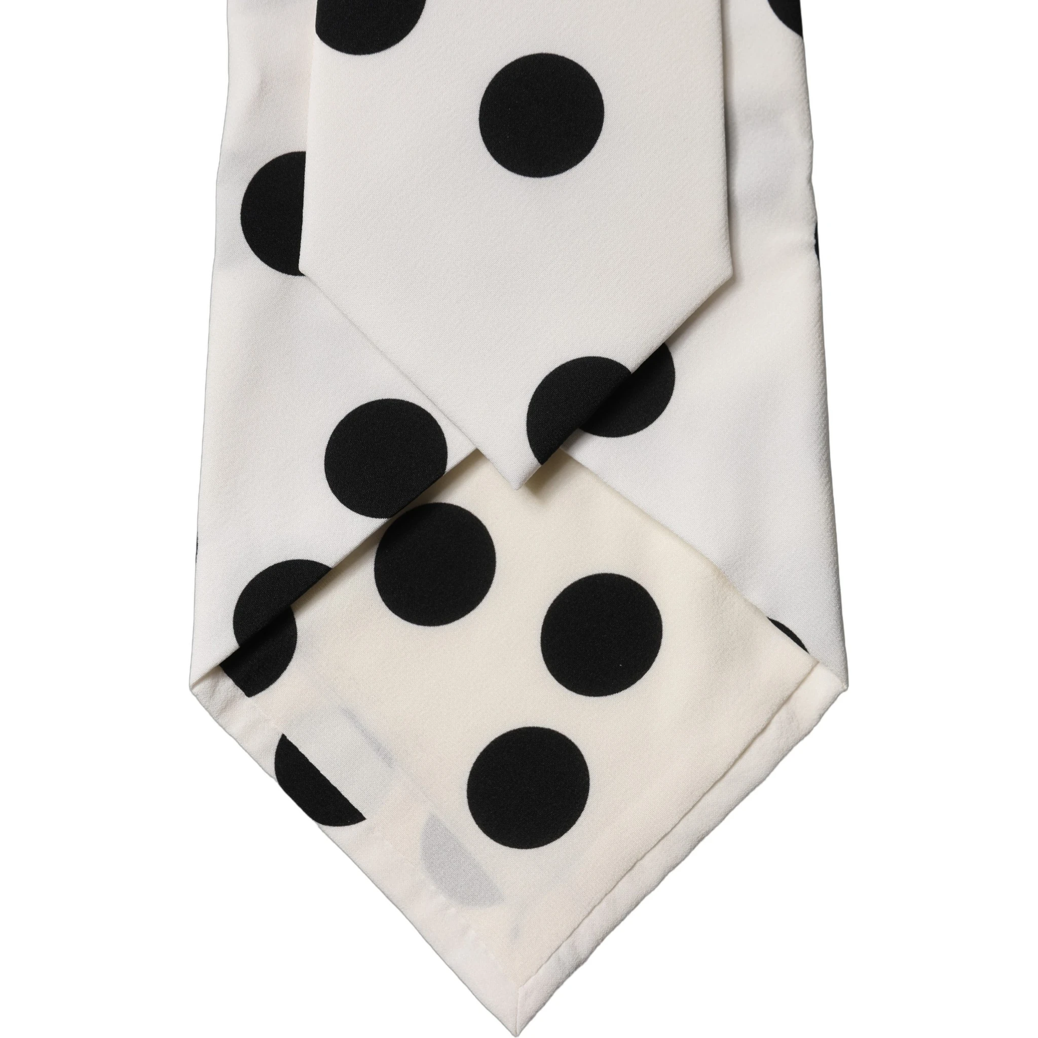 White Black Polka Dot Silk Adjustable Women Necktie Tie
