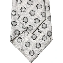 White Gray Polka Dot Silk Adjustable Women Necktie Tie