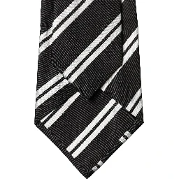 Black White Stripes Silk Adjustable Women Necktie Tie