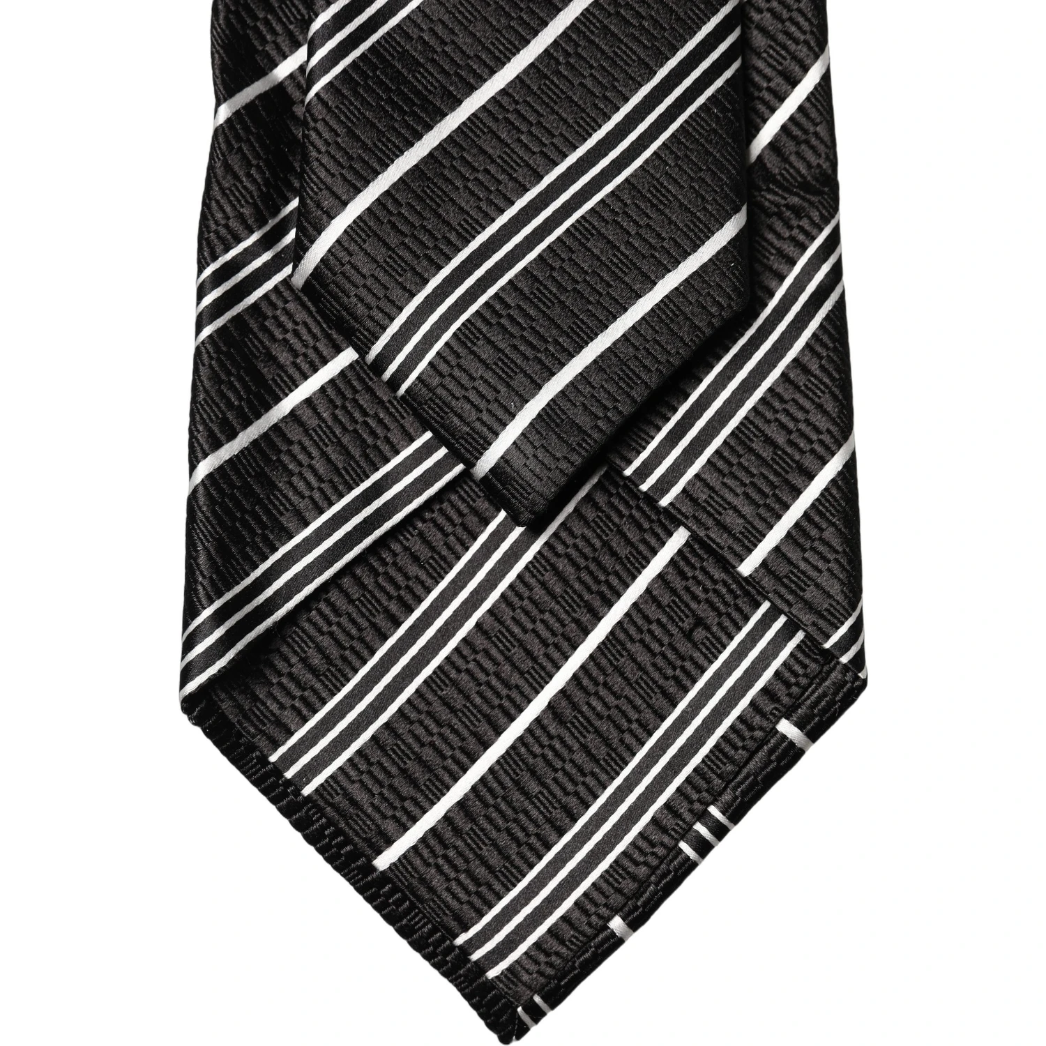 Black White Stripes Silk Adjustable Women Necktie Tie