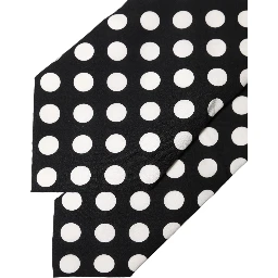 Black White Polka Dot Silk Adjustable Women Necktie Tie