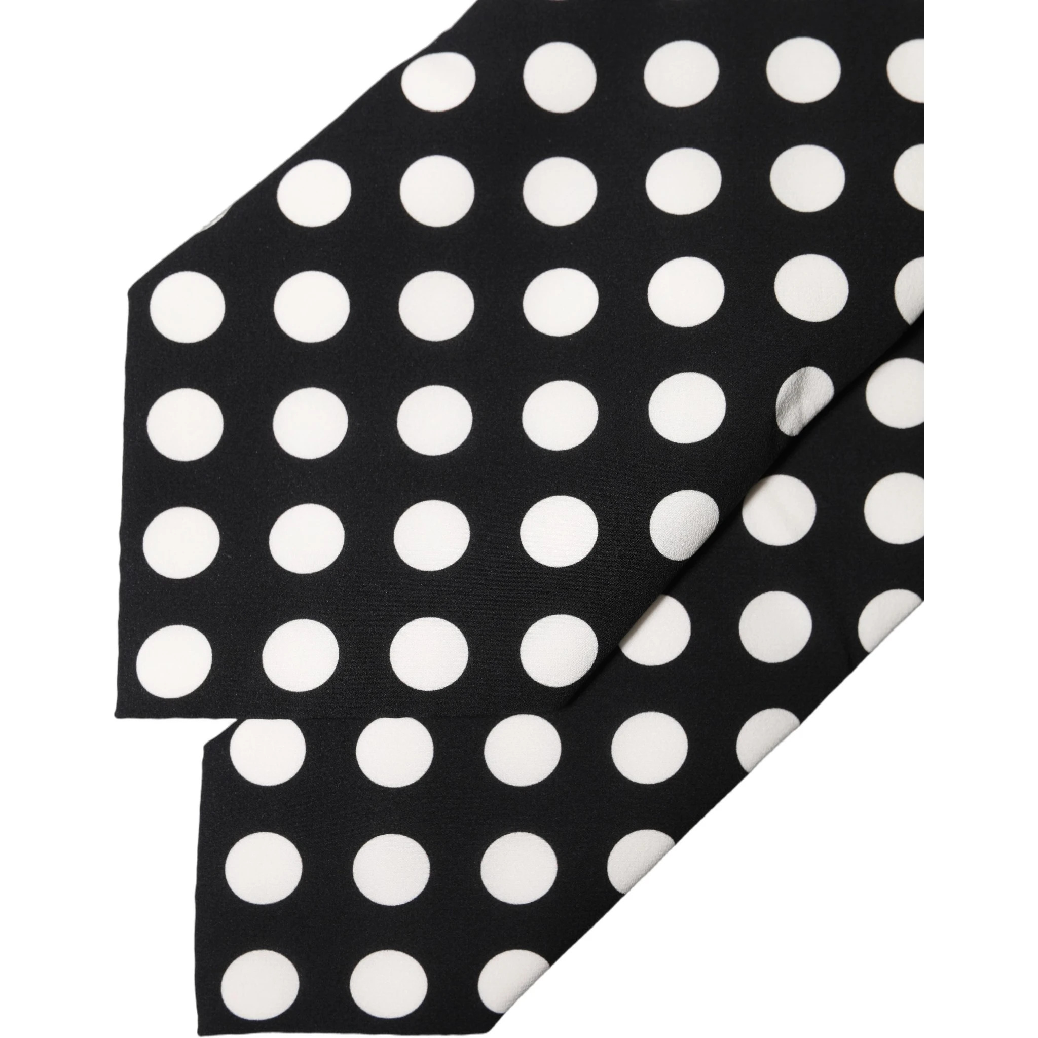 Black White Polka Dot Silk Adjustable Women Necktie Tie