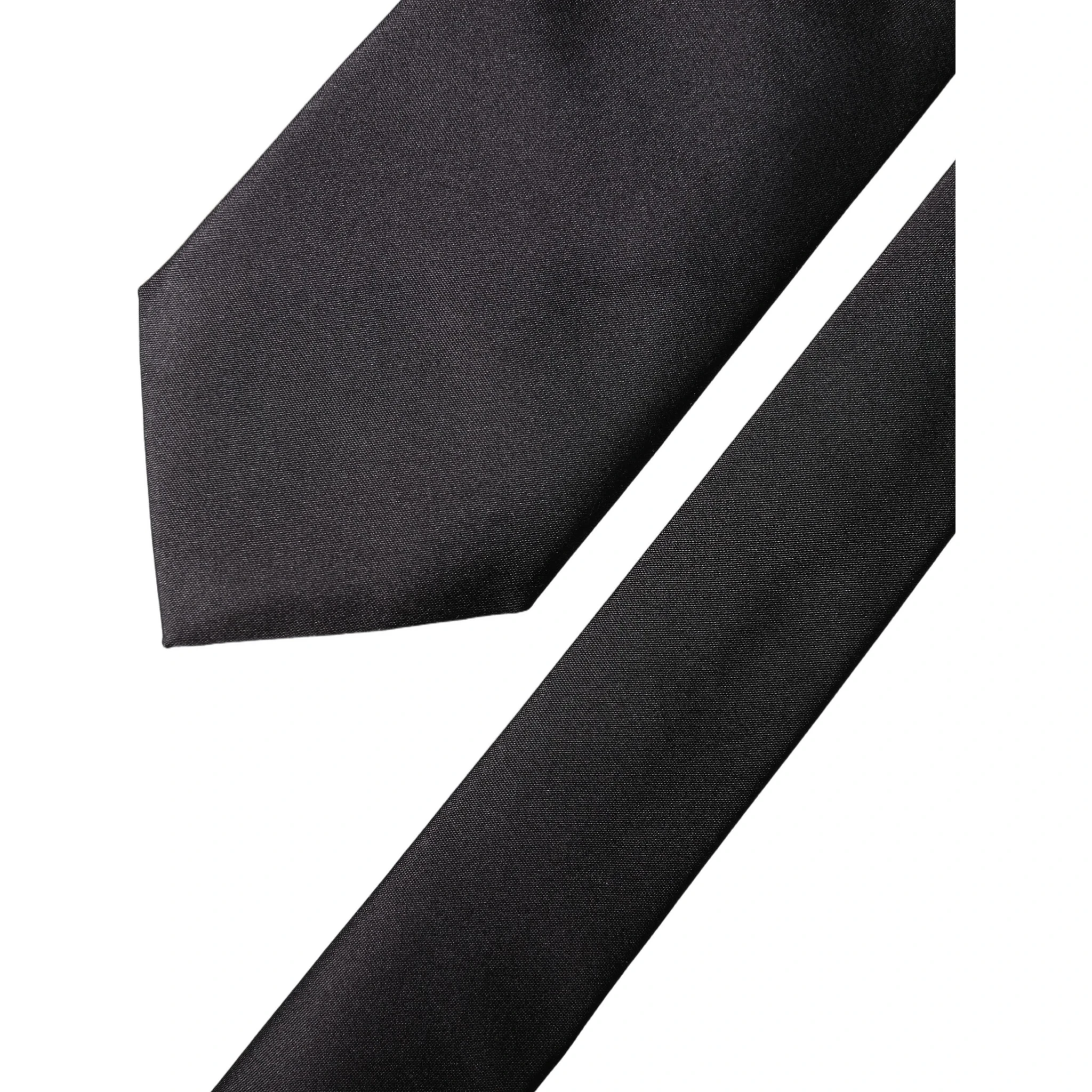 Black Satin 100% Silk Adjustable Women Tied Necktie Tie