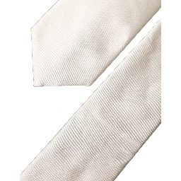 Off White Satin Silk Adjustable Women Tied Necktie Tie