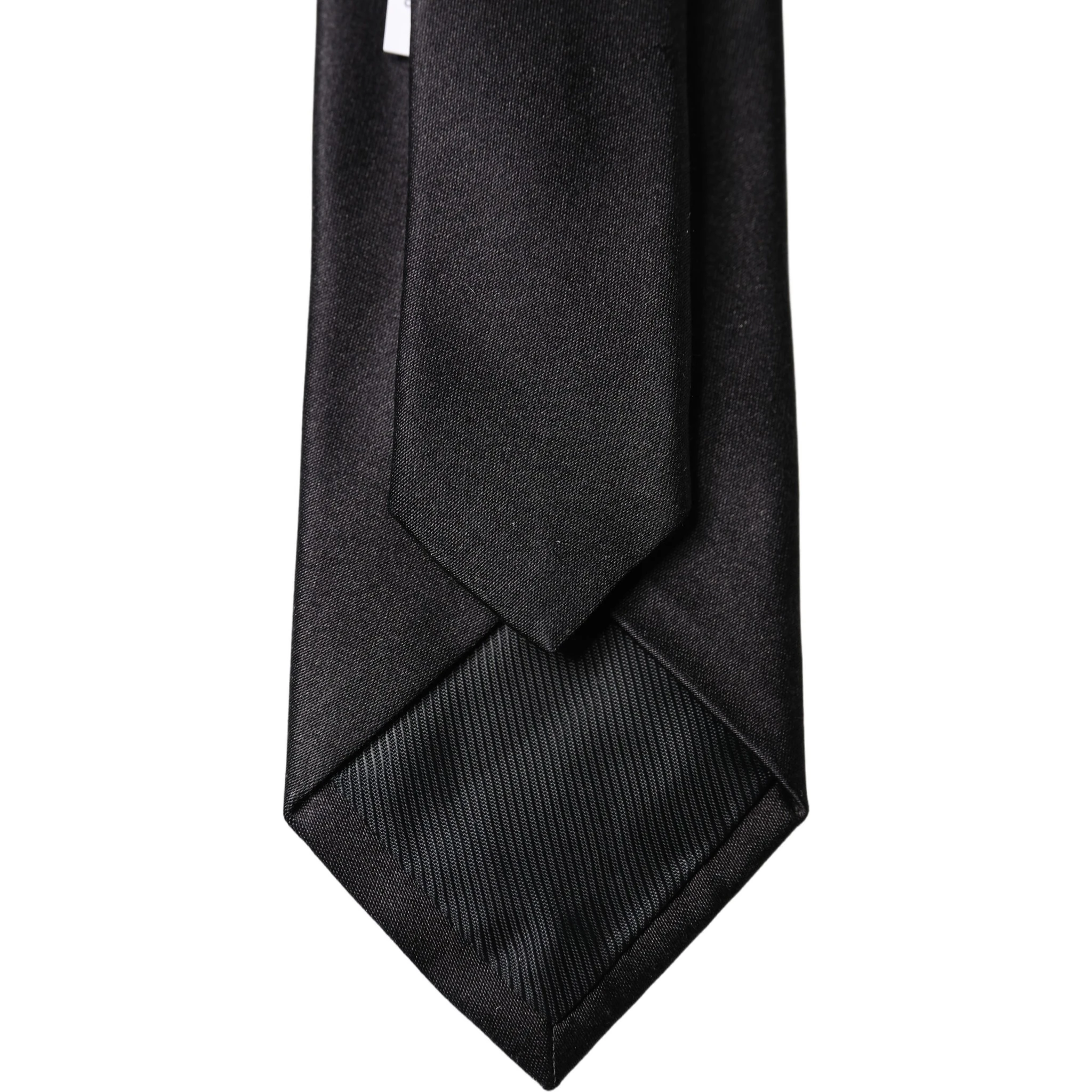 Black Solid Silk Satin Wide Adjustable Men Necktie Tie