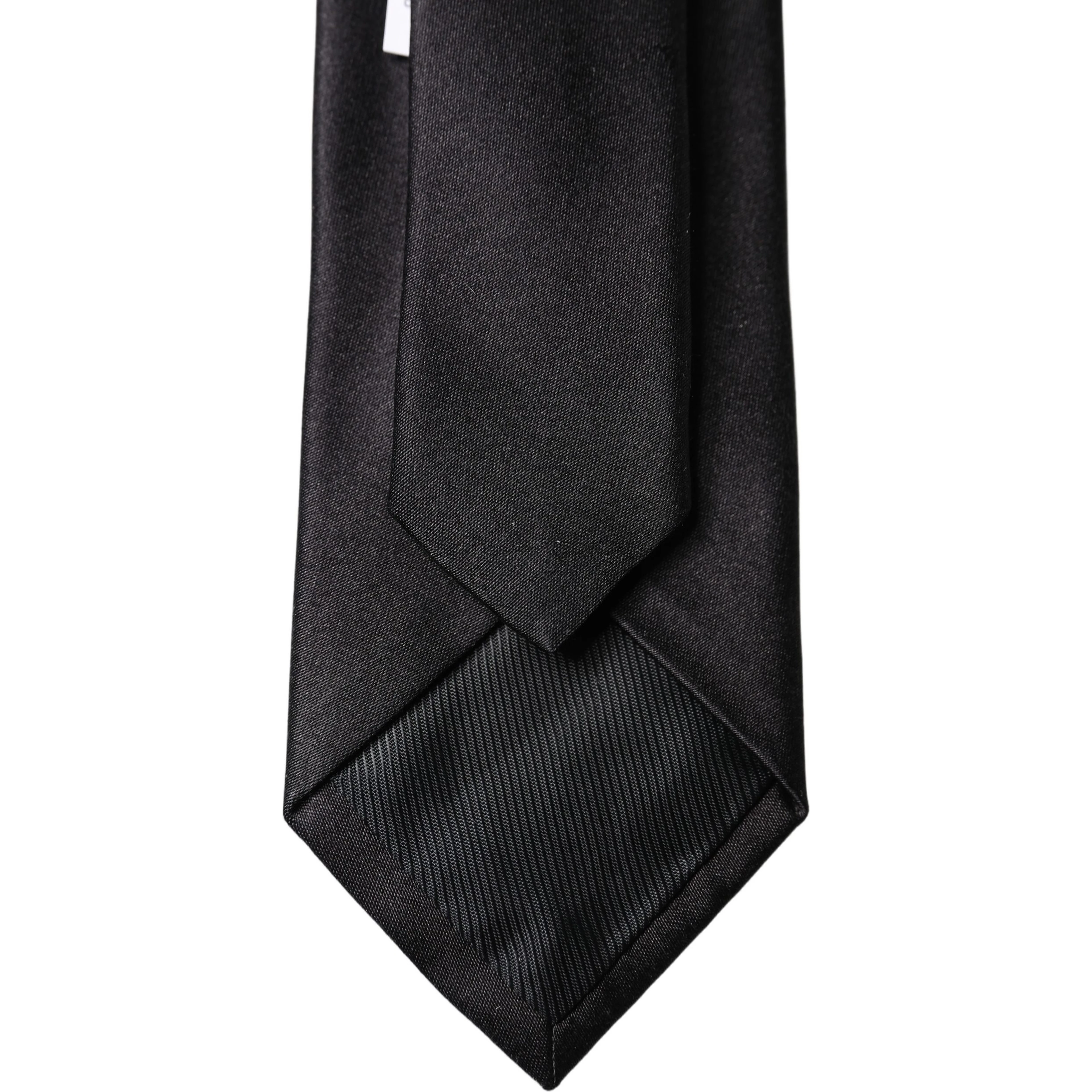 Black Solid Silk Satin Wide Adjustable Men Necktie Tie