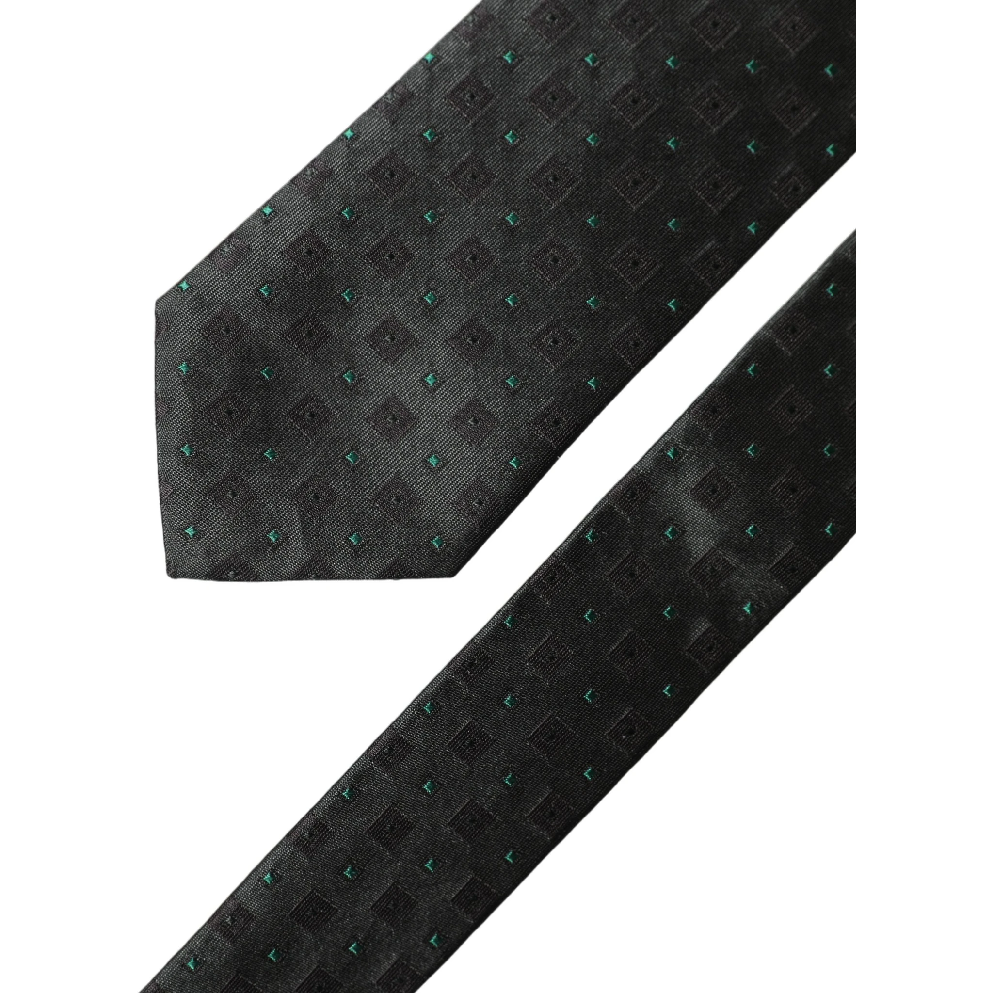 Black Geometric Silk Adjustable Men Tied Necktie Tie