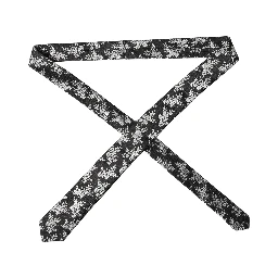 Black White Floral Silk Adjustable Men Tied Necktie Tie