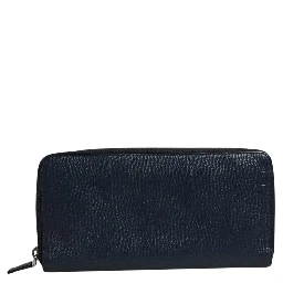 Navy Oliver Embossed Leather Zip-Around Wallet