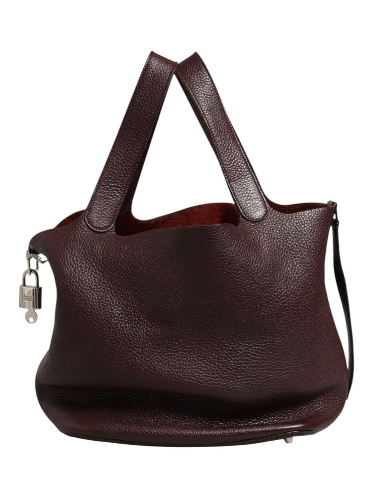 Picotin Taurillon Clemence Chocolate Handbag