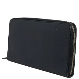 Navy Oliver Embossed Leather Zip-Around Wallet