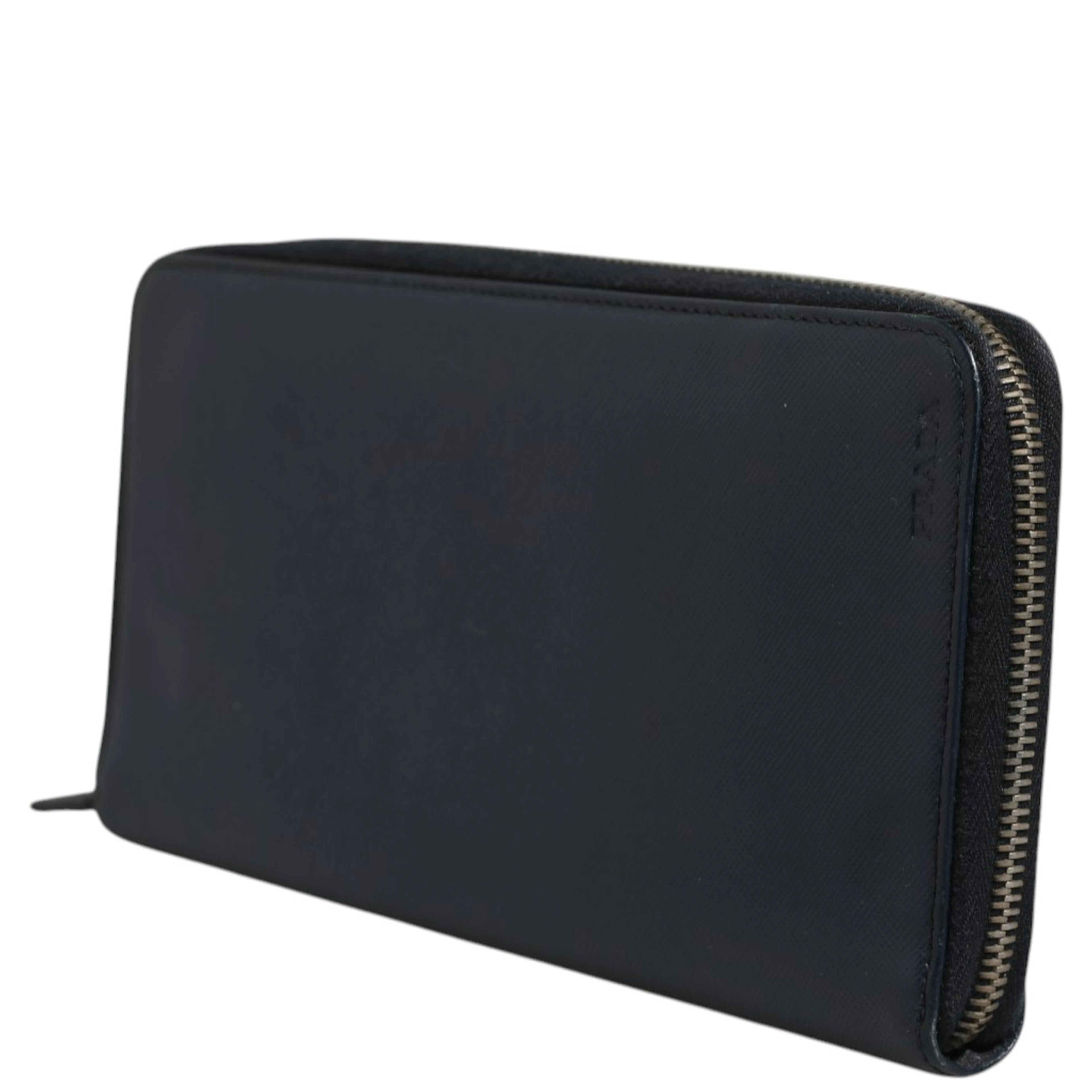 Navy Oliver Embossed Leather Zip-Around Wallet