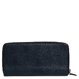 Navy Oliver Embossed Leather Zip-Around Wallet