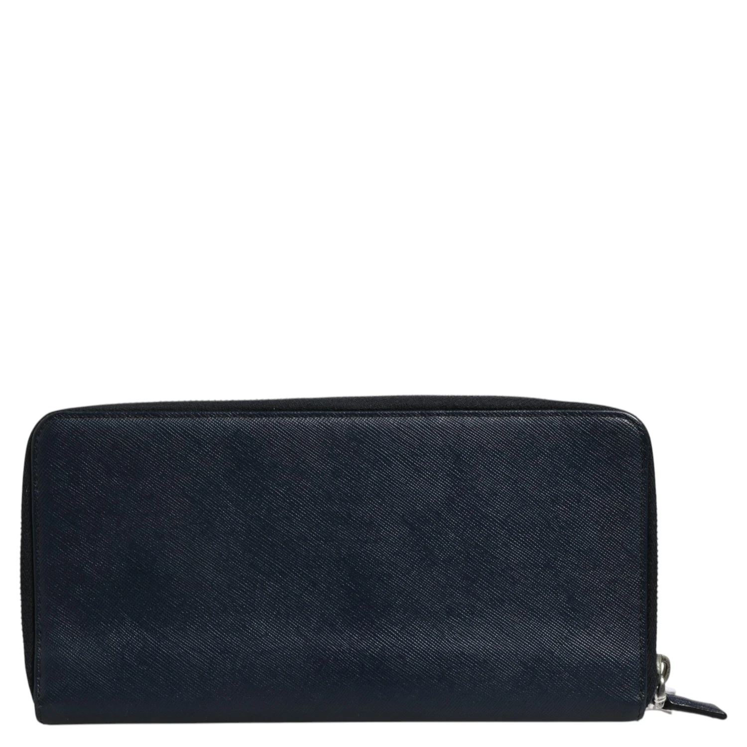 Navy Oliver Embossed Leather Zip-Around Wallet