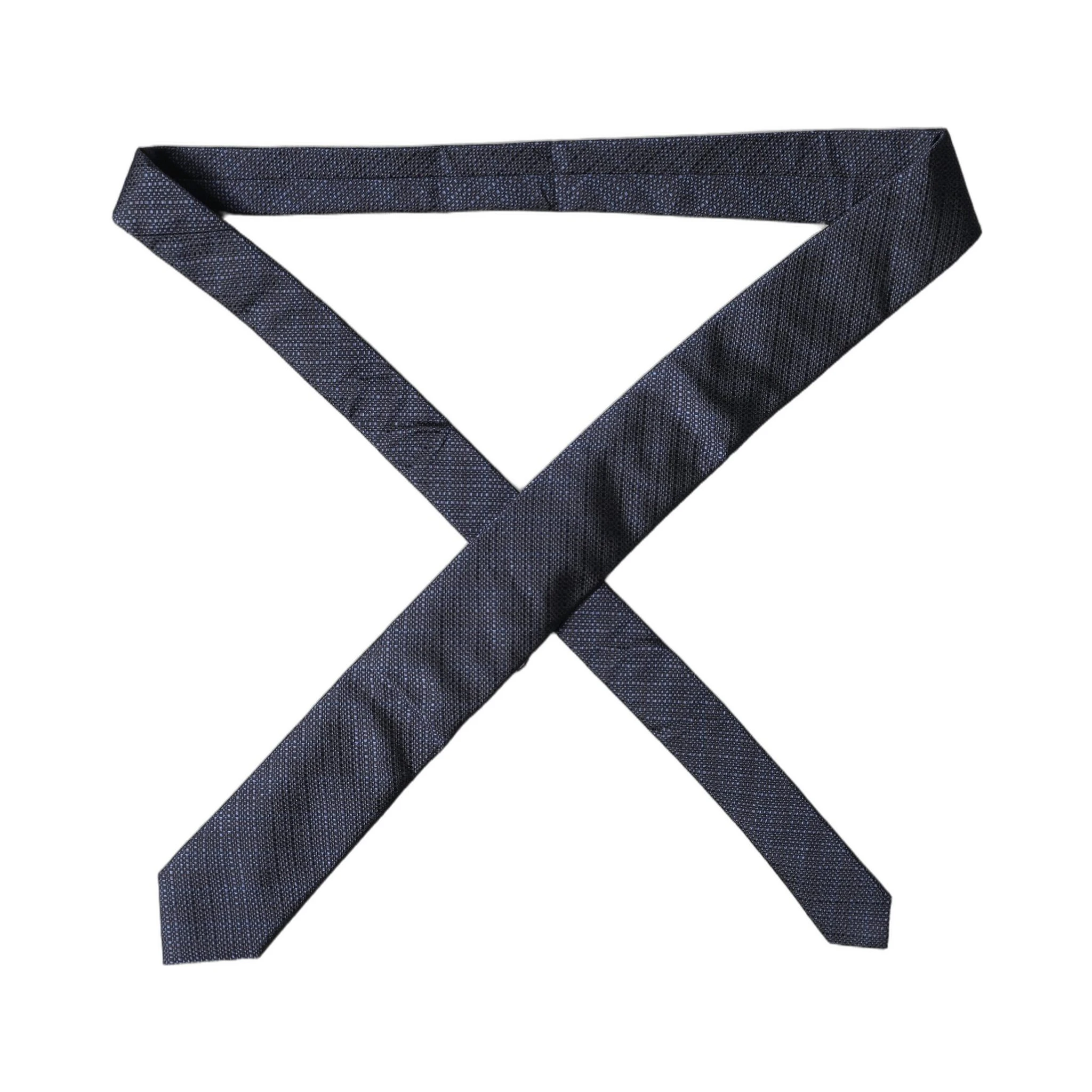Navy Blue Textured Silk Adjustable Men Tied Necktie Tie