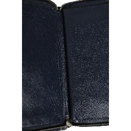 Navy Oliver Embossed Leather Zip-Around Wallet