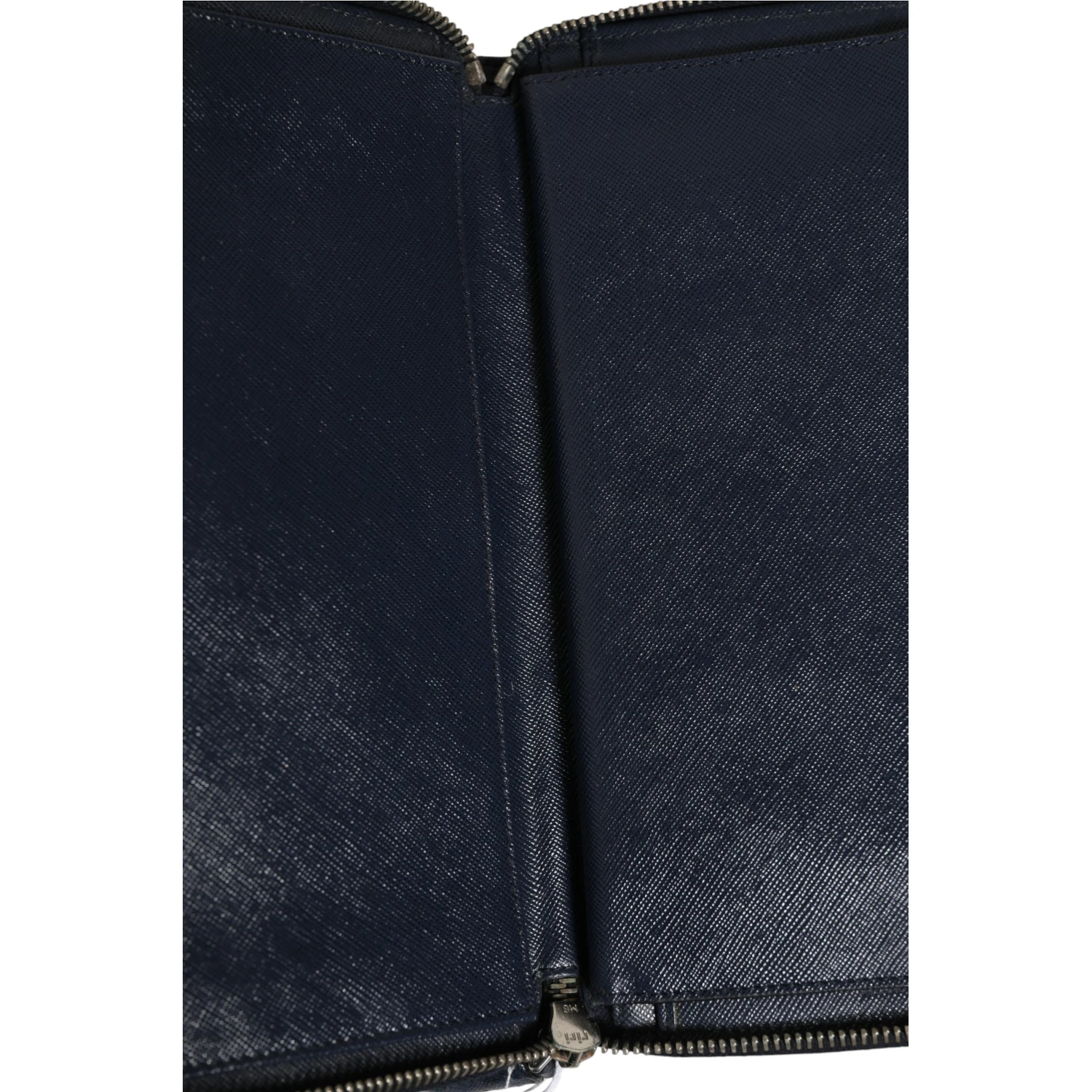 Navy Oliver Embossed Leather Zip-Around Wallet
