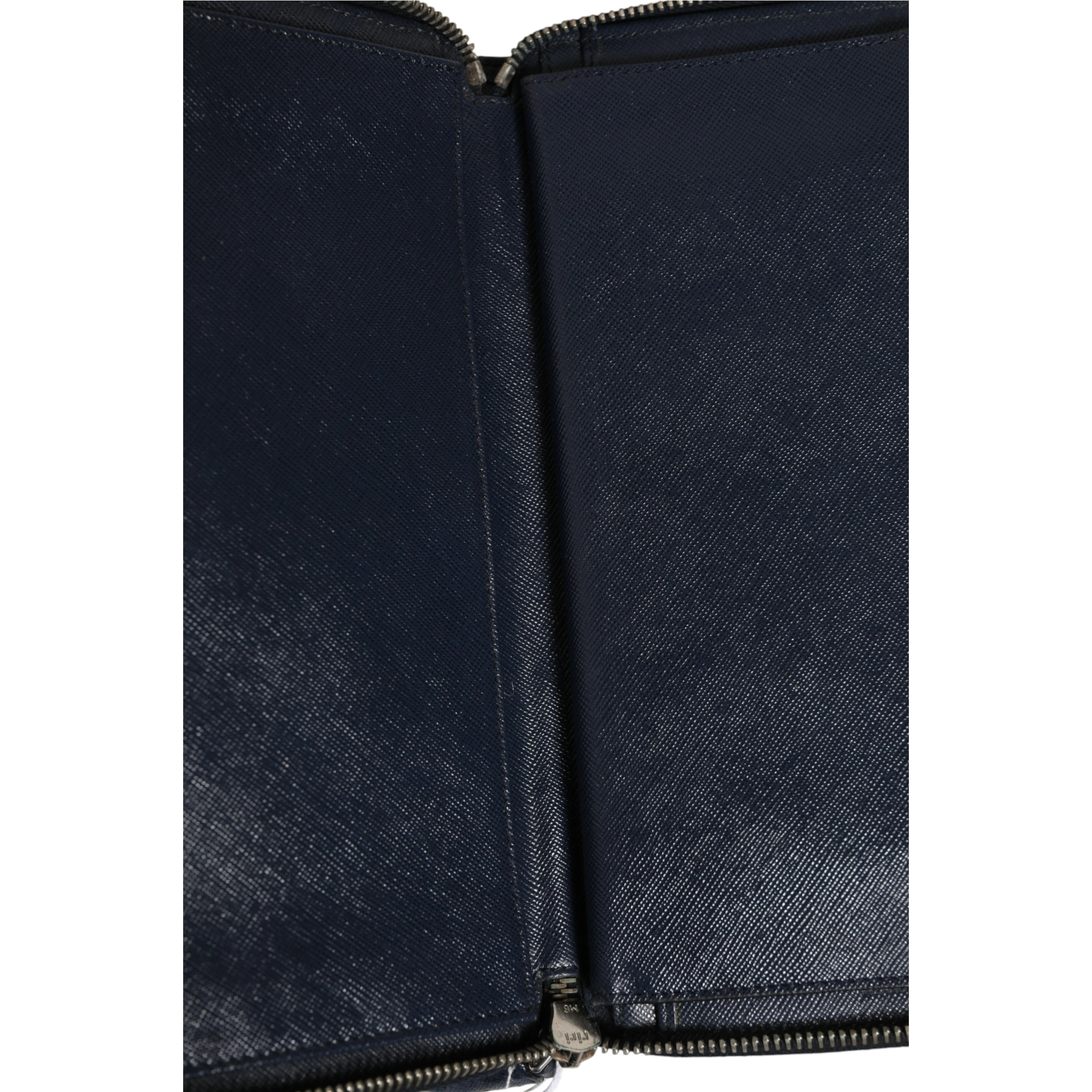 Navy Oliver Embossed Leather Zip-Around Wallet