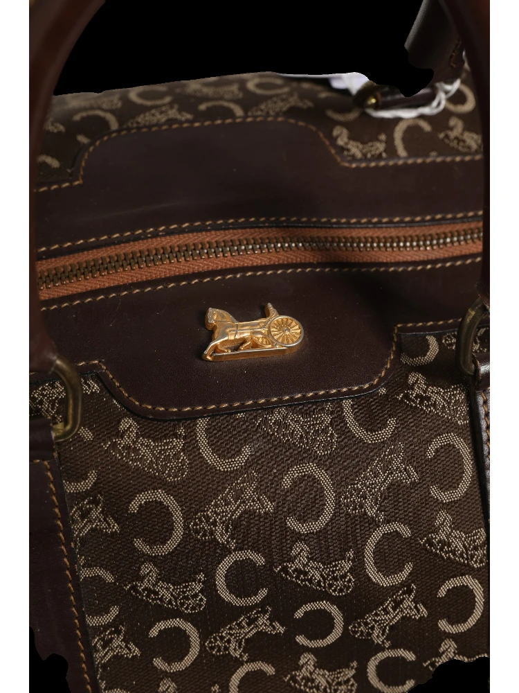 Dark brown and Gold logo duffel alternative