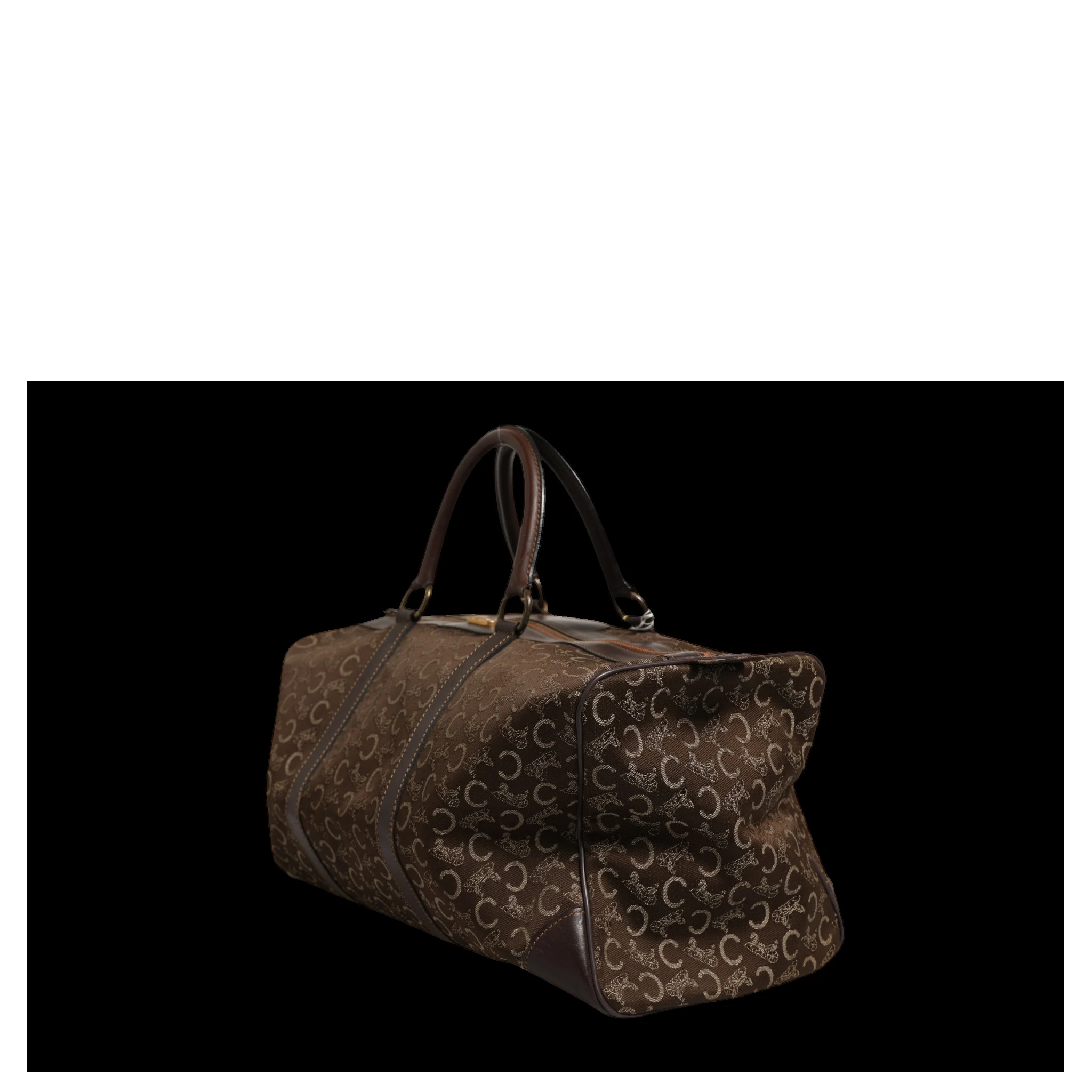 Dark brown and Gold logo duffel