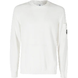 COTTON CREPE CREWNECK LENS SWEATER