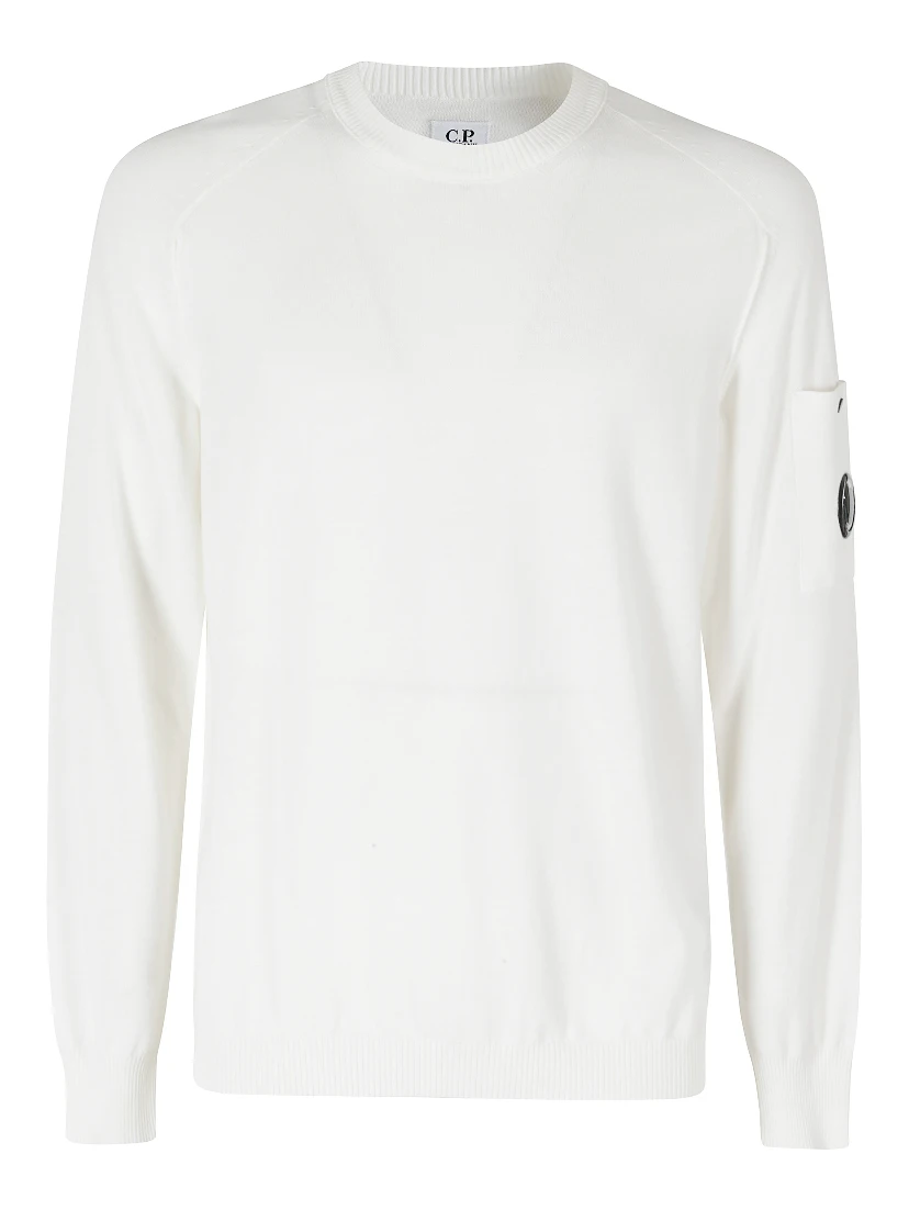 COTTON CREPE CREWNECK LENS SWEATER