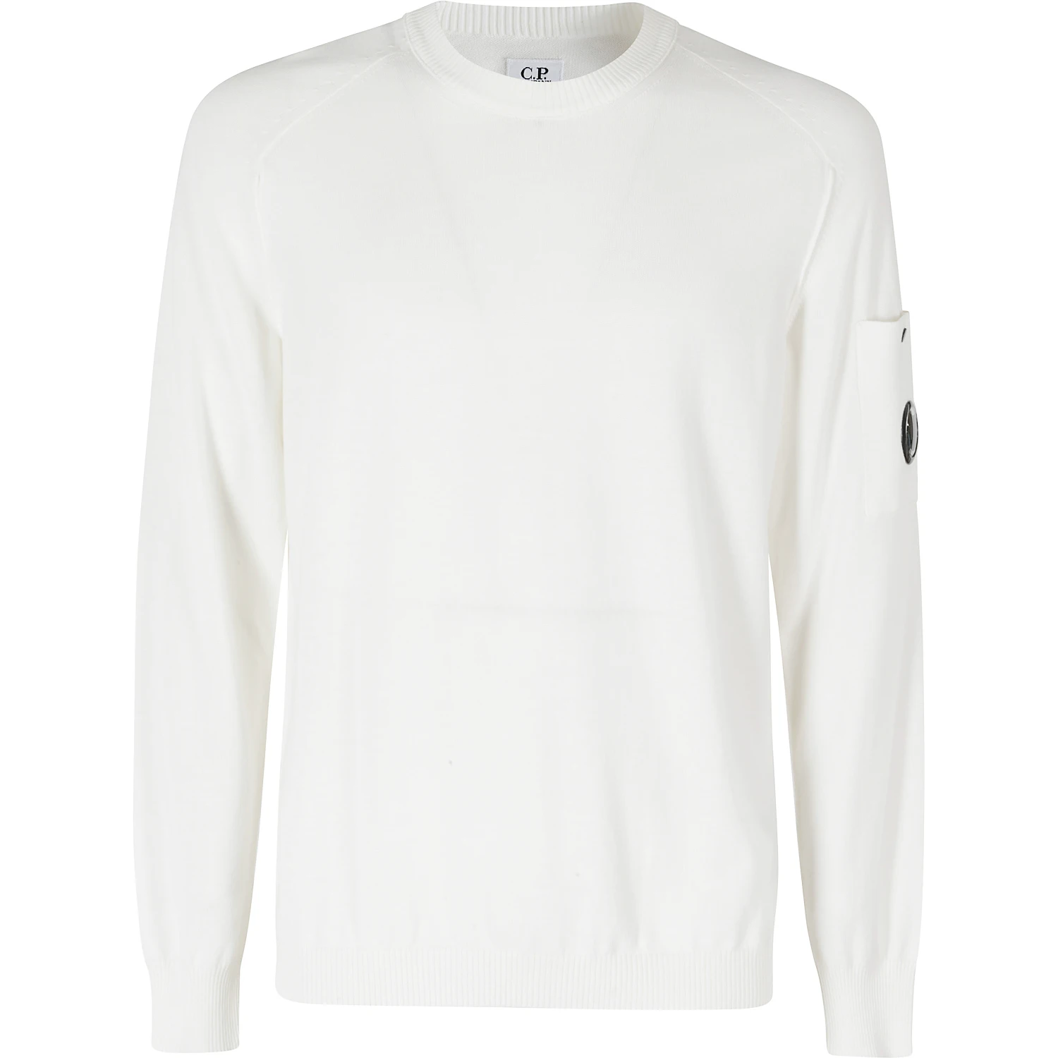 COTTON CREPE CREWNECK LENS SWEATER