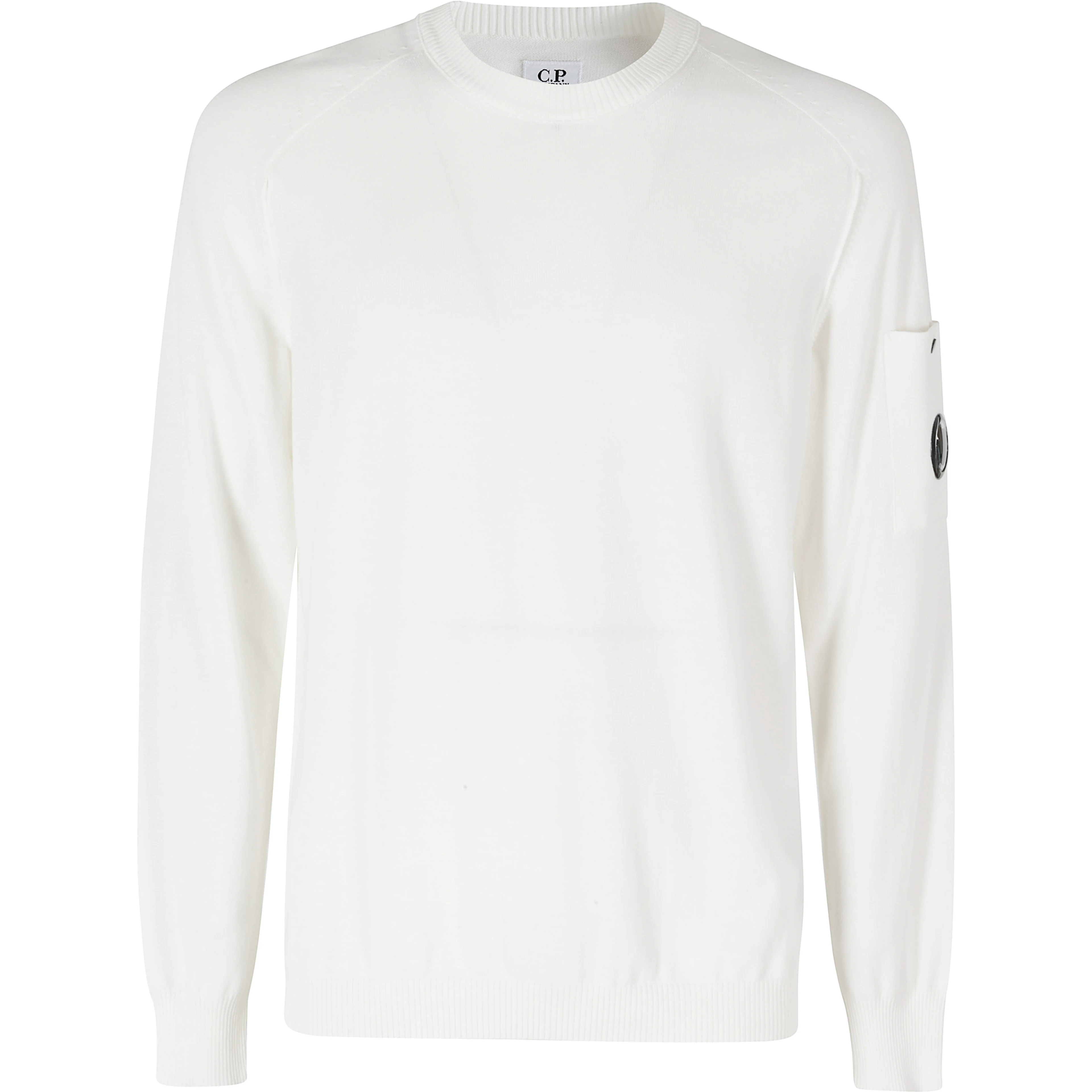 COTTON CREPE CREWNECK LENS SWEATER