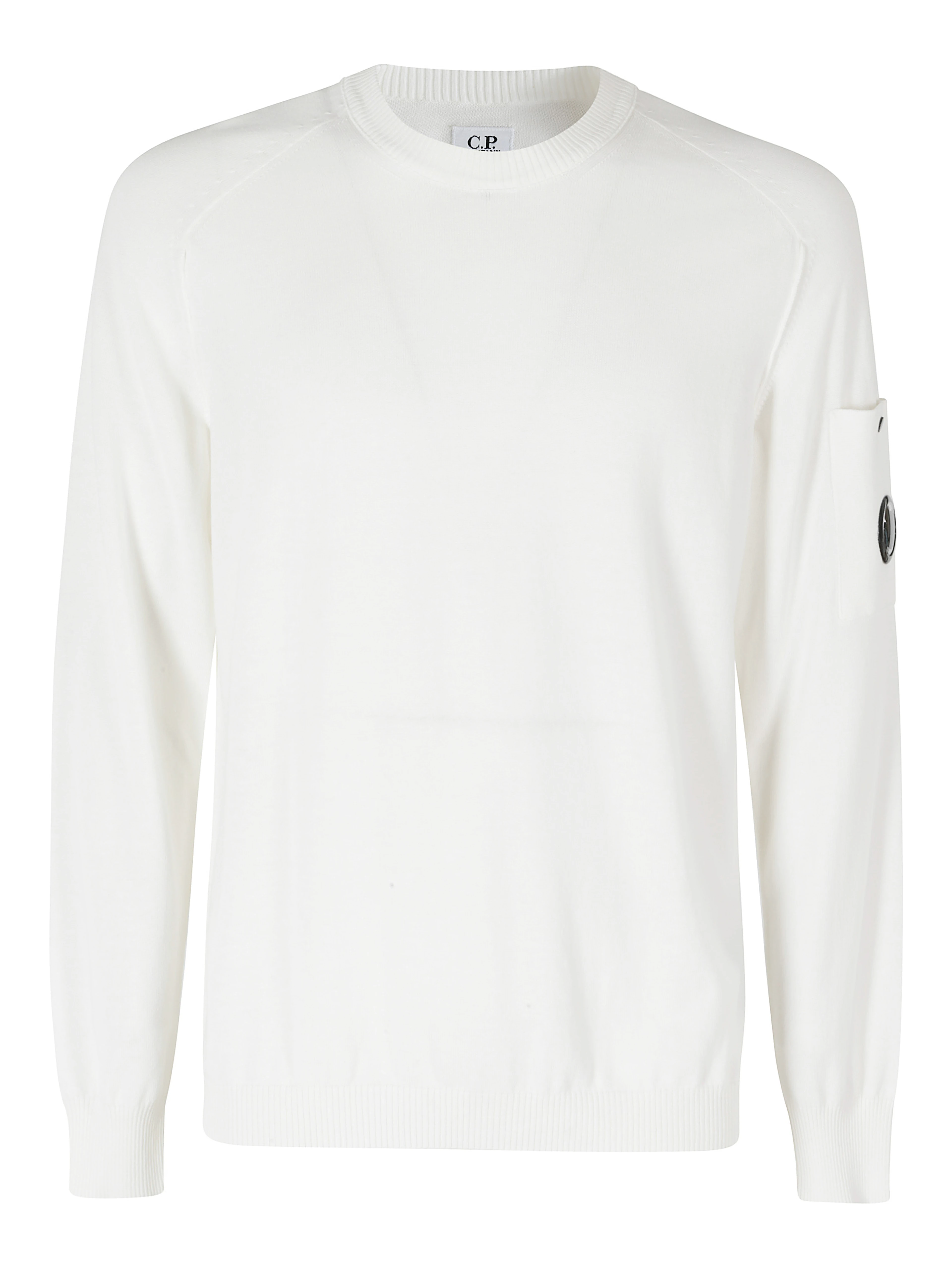 COTTON CREPE CREWNECK LENS SWEATER