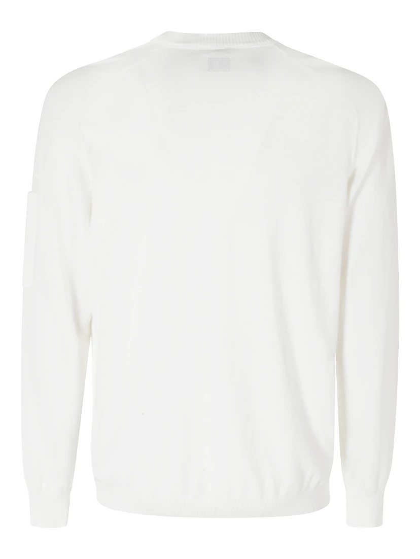 COTTON CREPE CREWNECK LENS SWEATER
