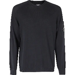 COTTON CREPE CREWNECK LENS SWEATER