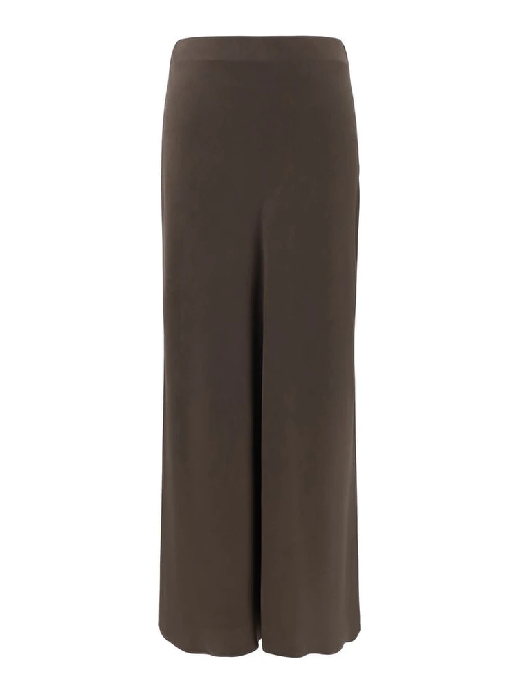 Brown Acetate Midi Skirt