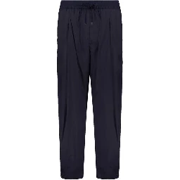 Blue Elastane Casual Pants