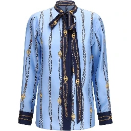 Blue Silk Pattern Shirt