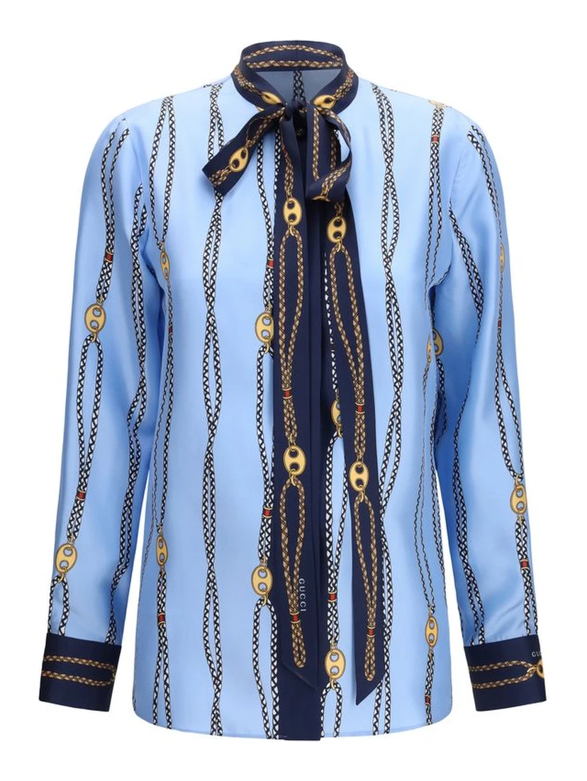Blue Silk Pattern Shirt