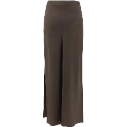 Brown Acetate Midi Skirt