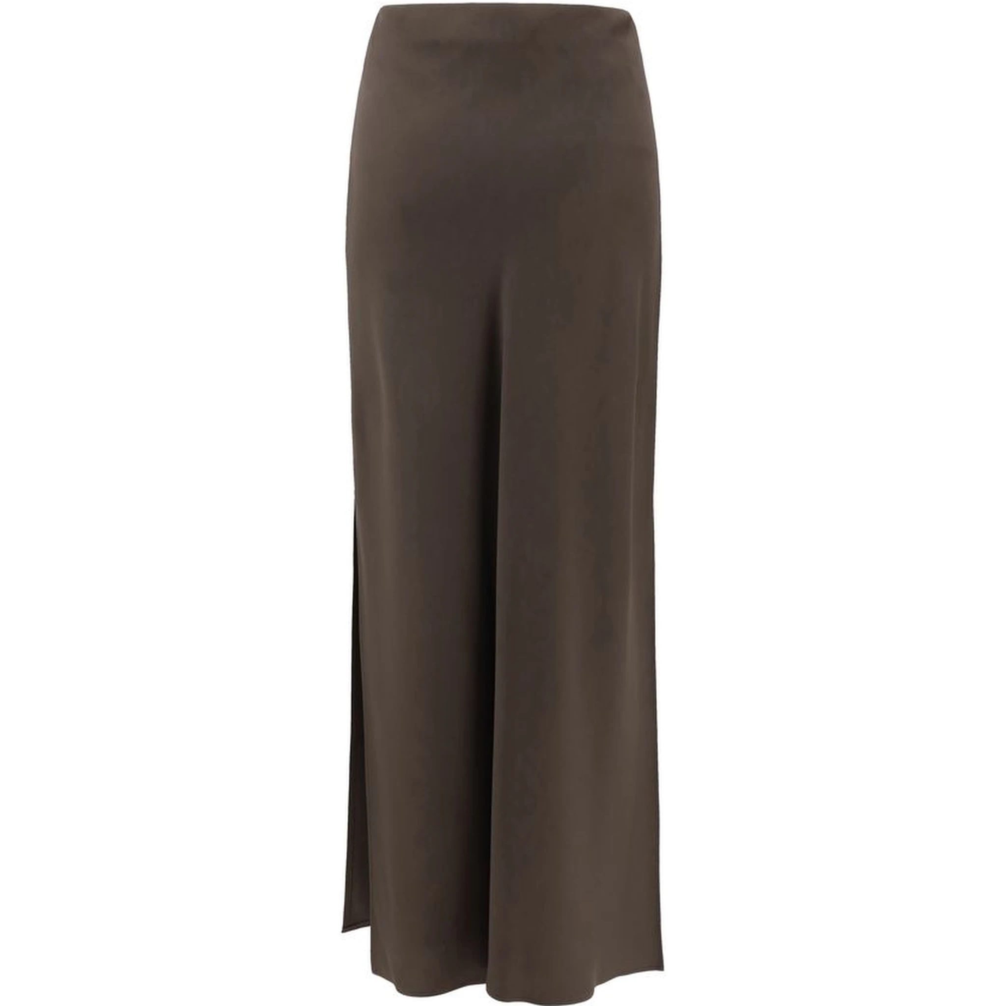 Brown Acetate Midi Skirt