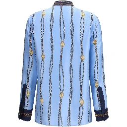 Blue Silk Pattern Shirt